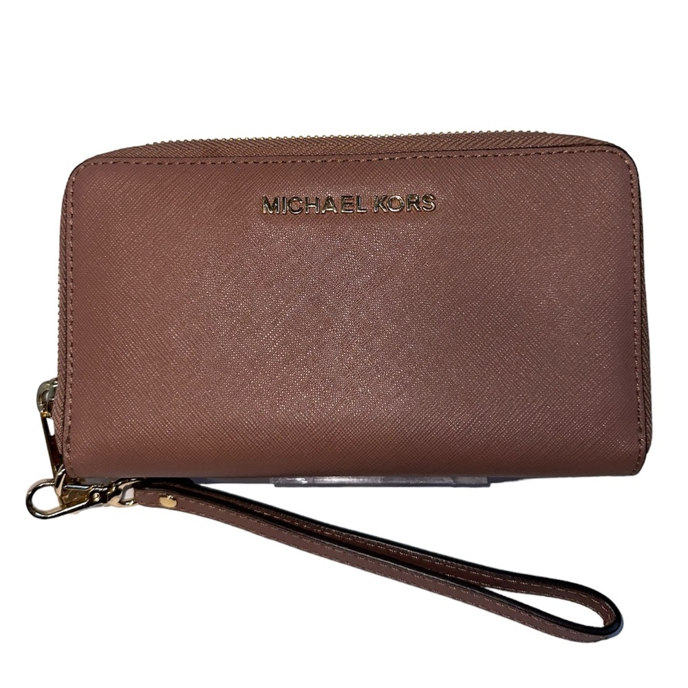 Michael Kors EUC Dusty Rose Saffiano Leather Jet Set Wallet